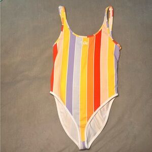 Nike Retro Multicolored Striped NO Clip Cotton Bodysuit Women’s Size Small